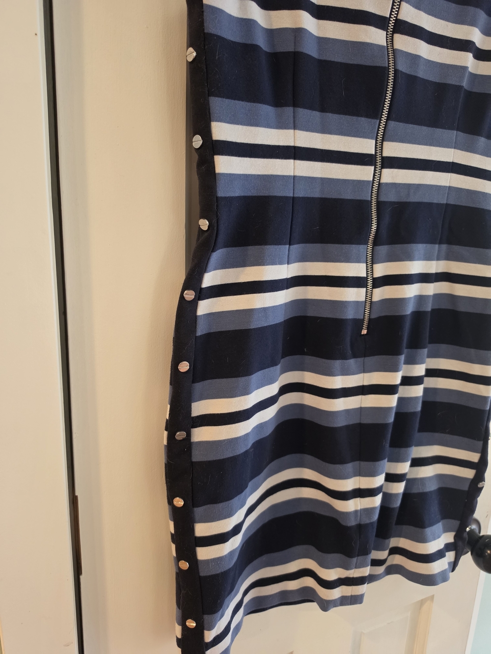 MICHAEL Michael Kors Navy, Light Blue & White Striped Midi Sheath Dress - Picture 4 of 5